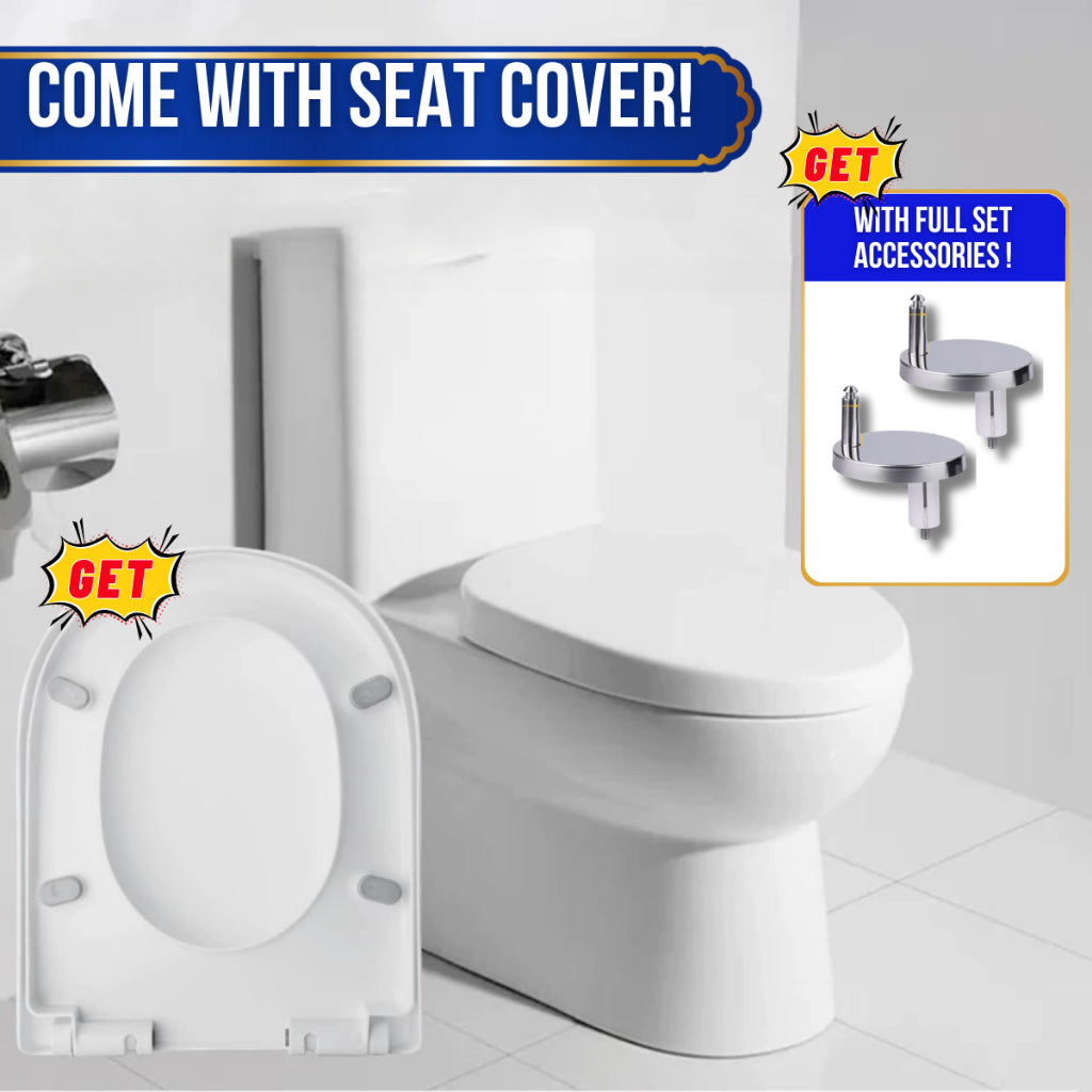 C&C Full Set P-Trap S-Trap Toilet Bowl with Water Tank and Toilet Seat Cover Set lengkap Jamban Tandas Washdown Cyclone
