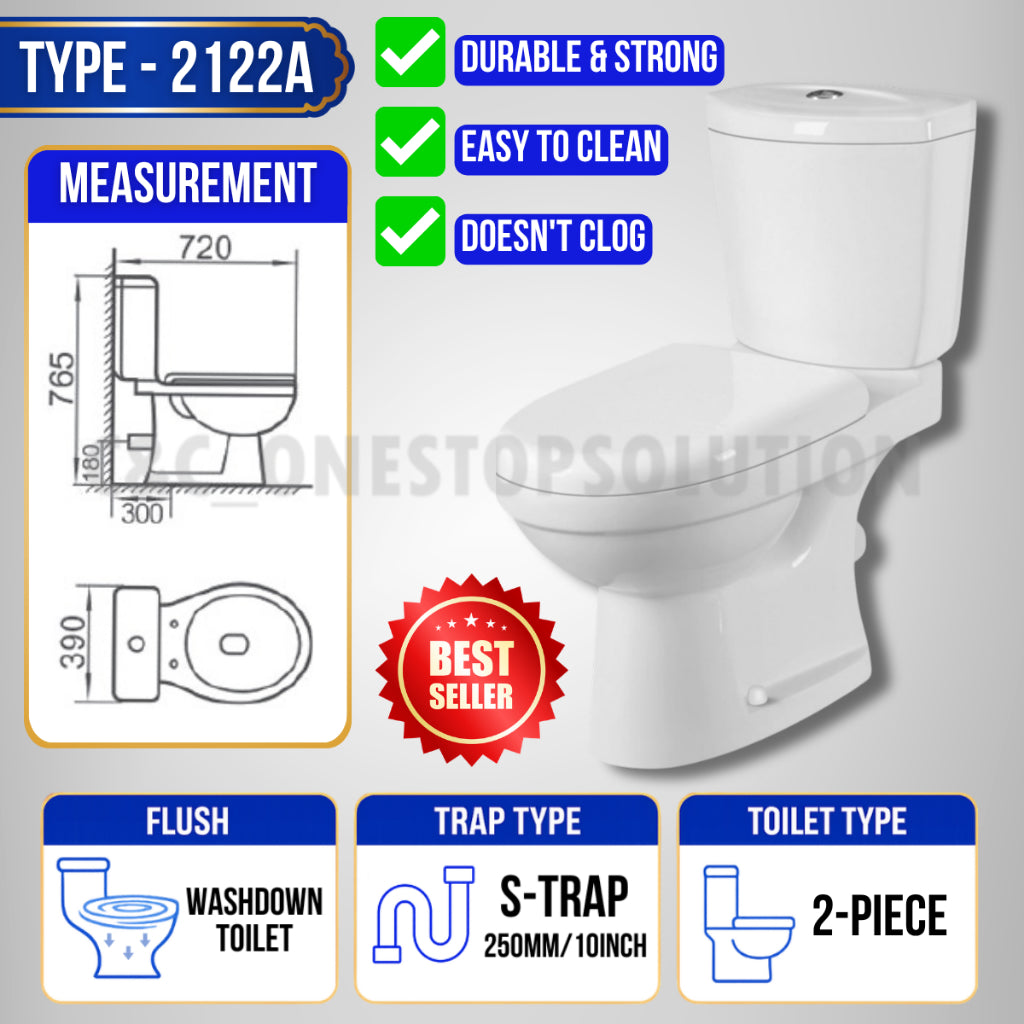 C&C Full Set S-Trap Toilet Bowl Black and Seat Cover Set lengkap Jamban Hitam Tandas 1Piece 2Piece Washdown Cyclone