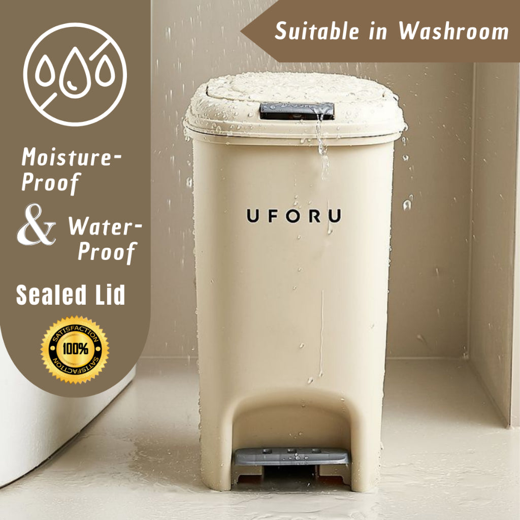 C&C 8L Premium Double Cover Opening Foot Pedal Dustbin Anti-Corrode Tight Sealed Lid Large Capacity