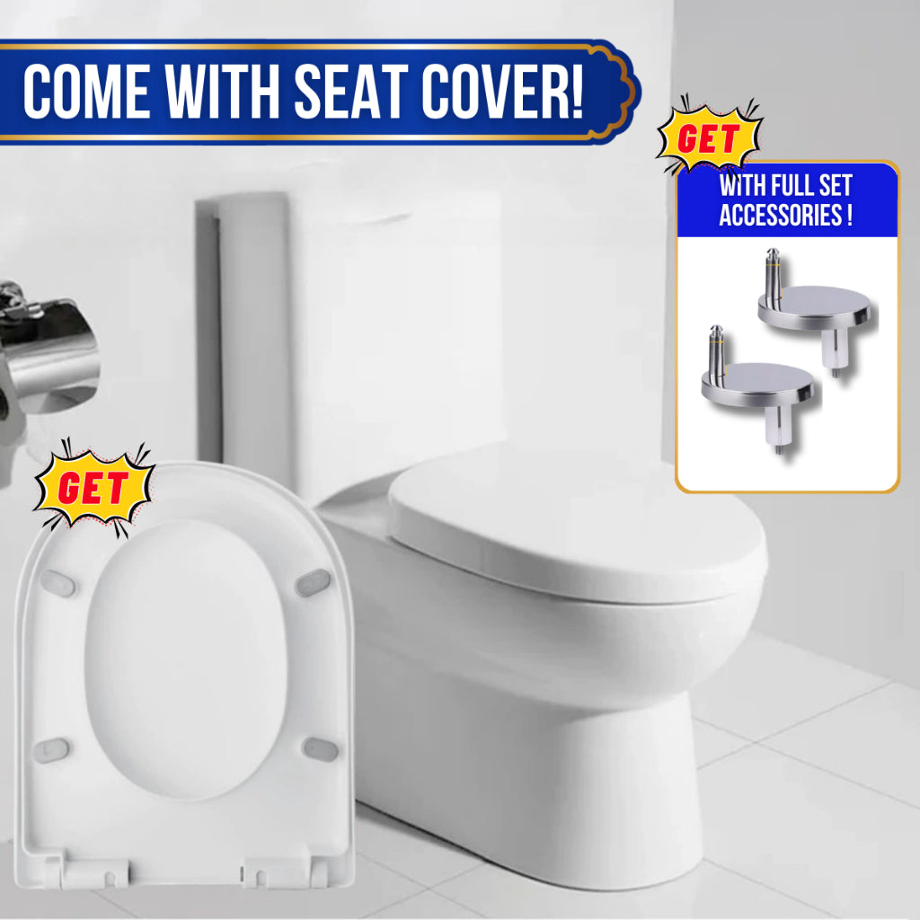 C&C Full Set P-Trap Toilet Bowl and Seat Cover Set lengkap Jamban Tandas Tandas 1Piece 2Piece Washdown Cyclone