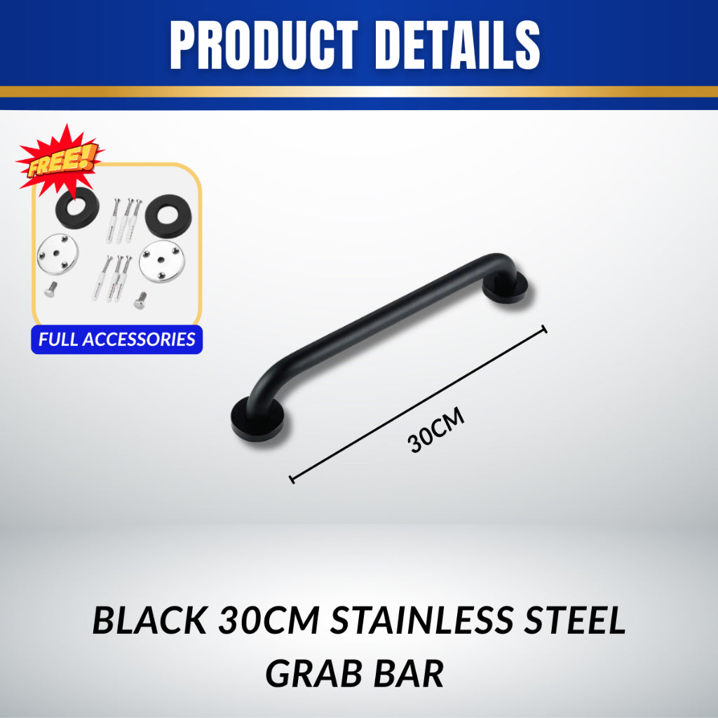 C&C 30/40/50cm Anti-Slip Bathroom Safety Grab Bar Stainless Steel Shower Toilet Grip Handle Pemegang Tandas