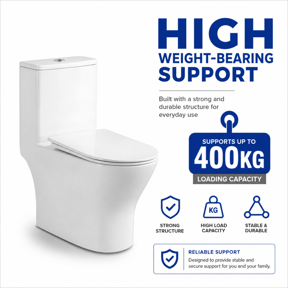 ZELLA S-Trap ONE-PIECE Twister Flush Toilet Bowl 250mm Full Set Accessories Heavy Duty Up to 200kg Best For Hotel/Airbnb/Home Use C654 S-Trap