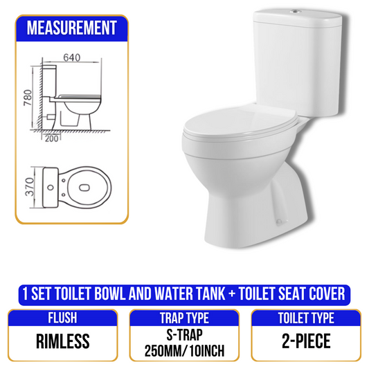 Toilet Bowl C100 - S Trap - 2 Piece